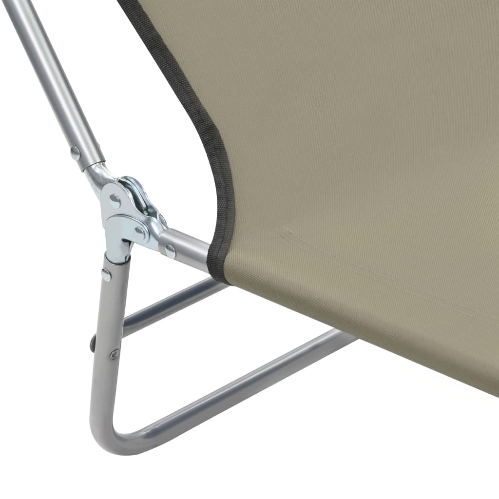 Folding sun loungers 2 pcs steel and fabric gray-brown