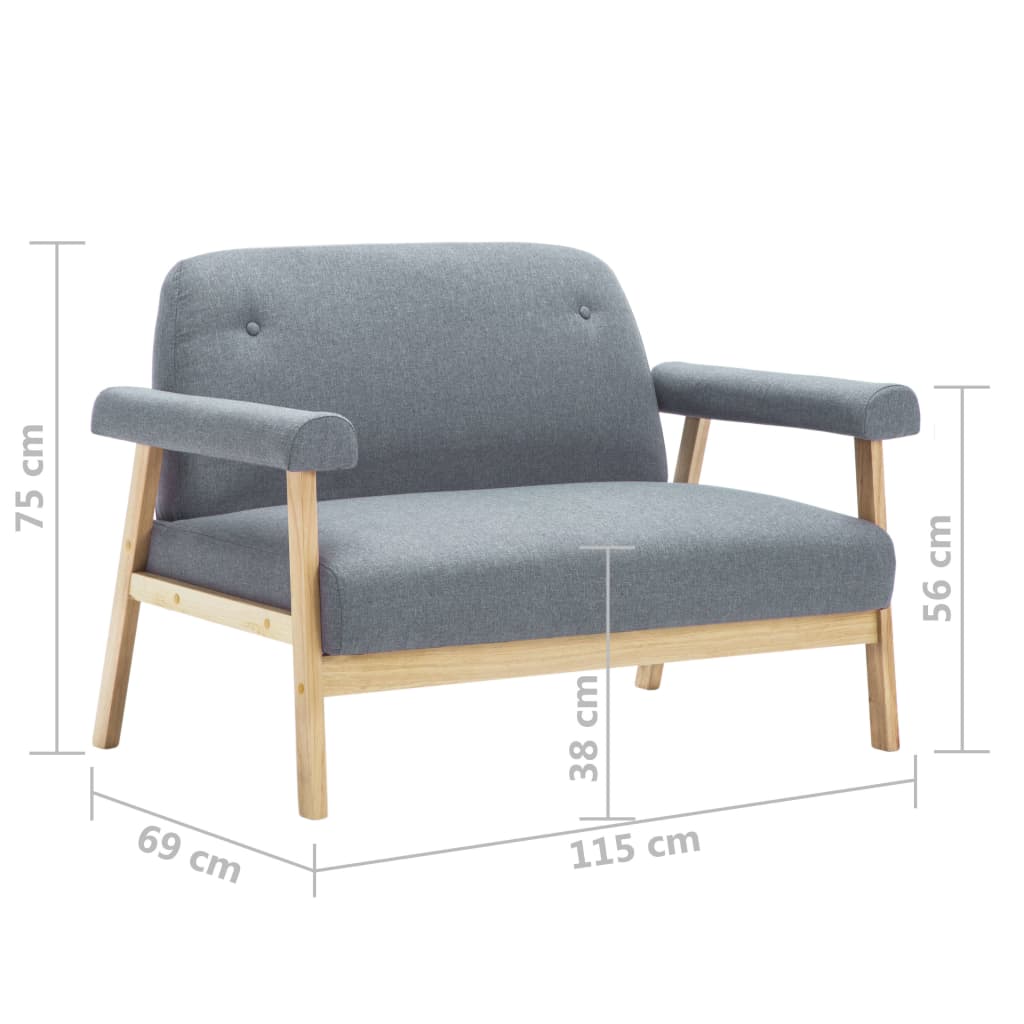 2-seater sofa in light grey fabric