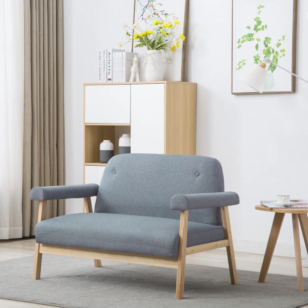 2-seater sofa in light grey fabric