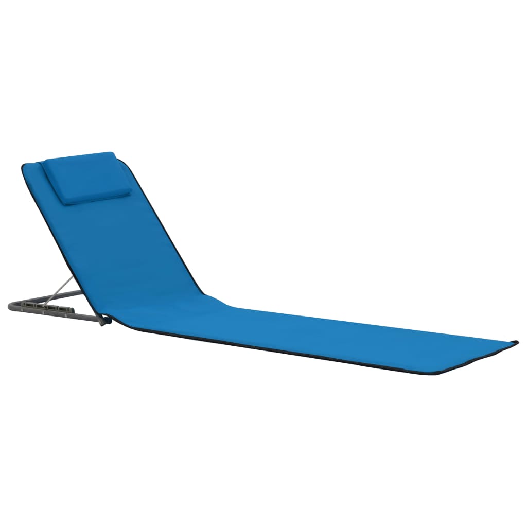 Folding Beach Mattresses 2 pcs Steel and Fabric Blue