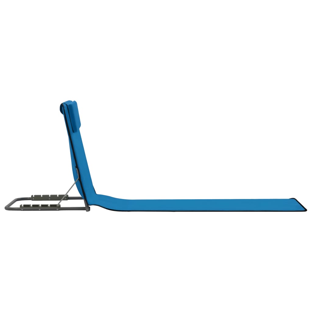 Folding Beach Mattresses 2 pcs Steel and Fabric Blue