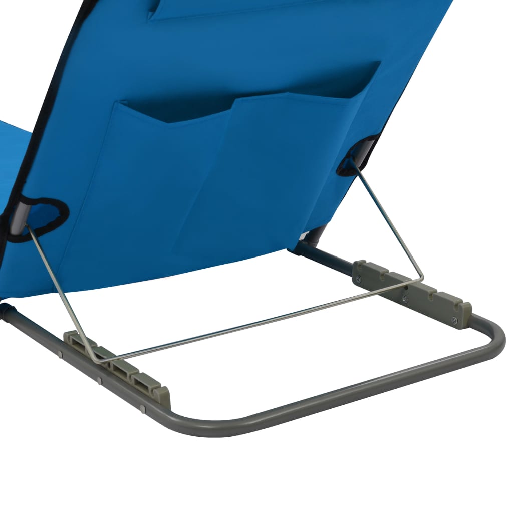 Folding Beach Mattresses 2 pcs Steel and Fabric Blue