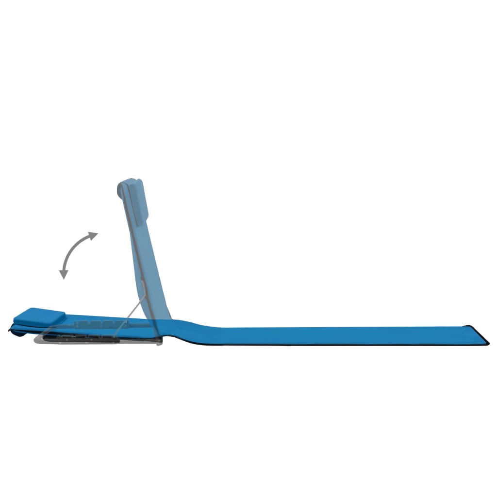 Folding Beach Mattresses 2 pcs Steel and Fabric Blue