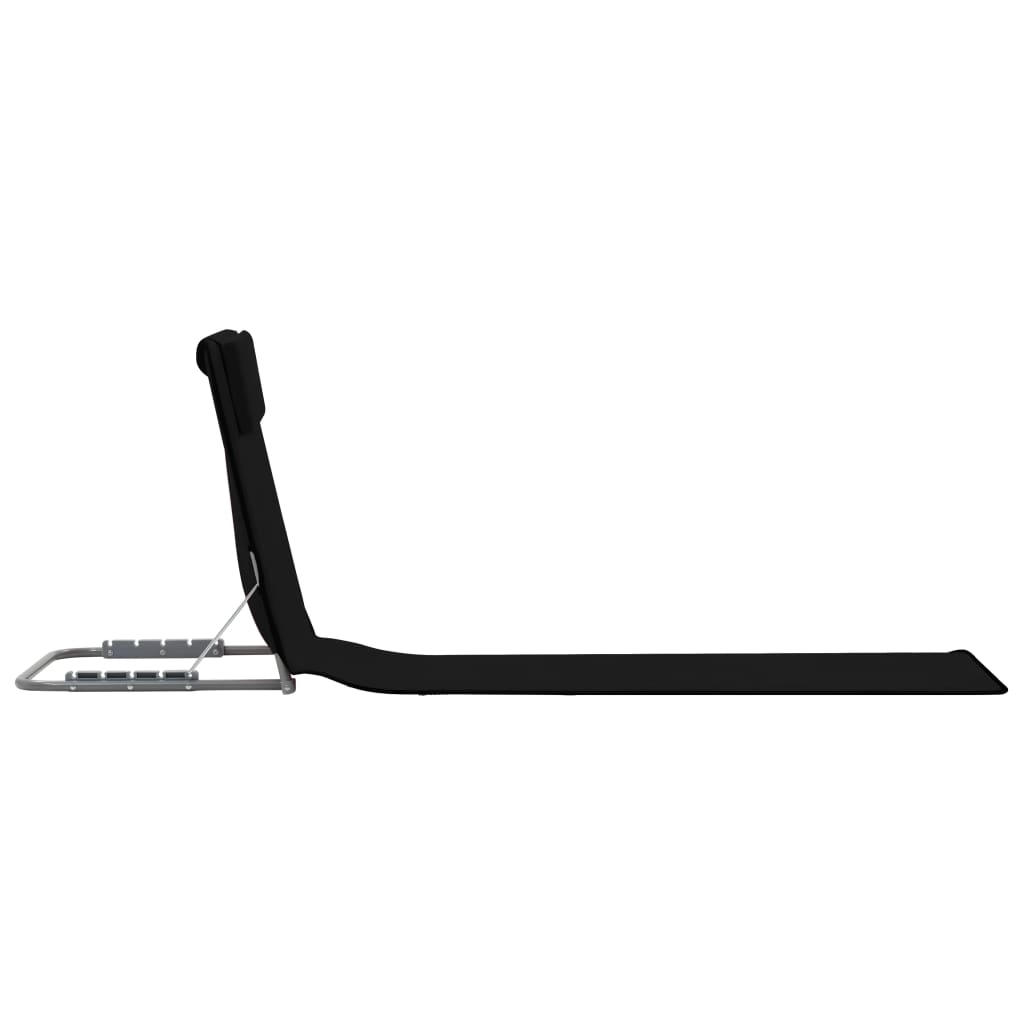 Folding Beach Mattresses 2 pcs Steel and Black Fabric