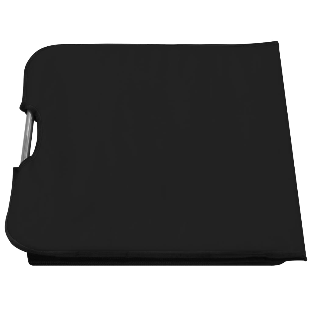 Folding Beach Mattresses 2 pcs Steel and Black Fabric