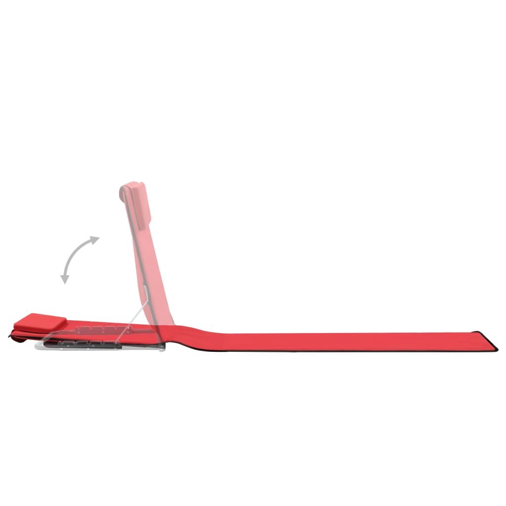Folding Beach Mattresses 2 pcs Steel and Red Fabric