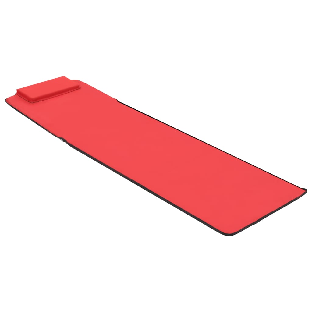Folding Beach Mattresses 2 pcs Steel and Red Fabric