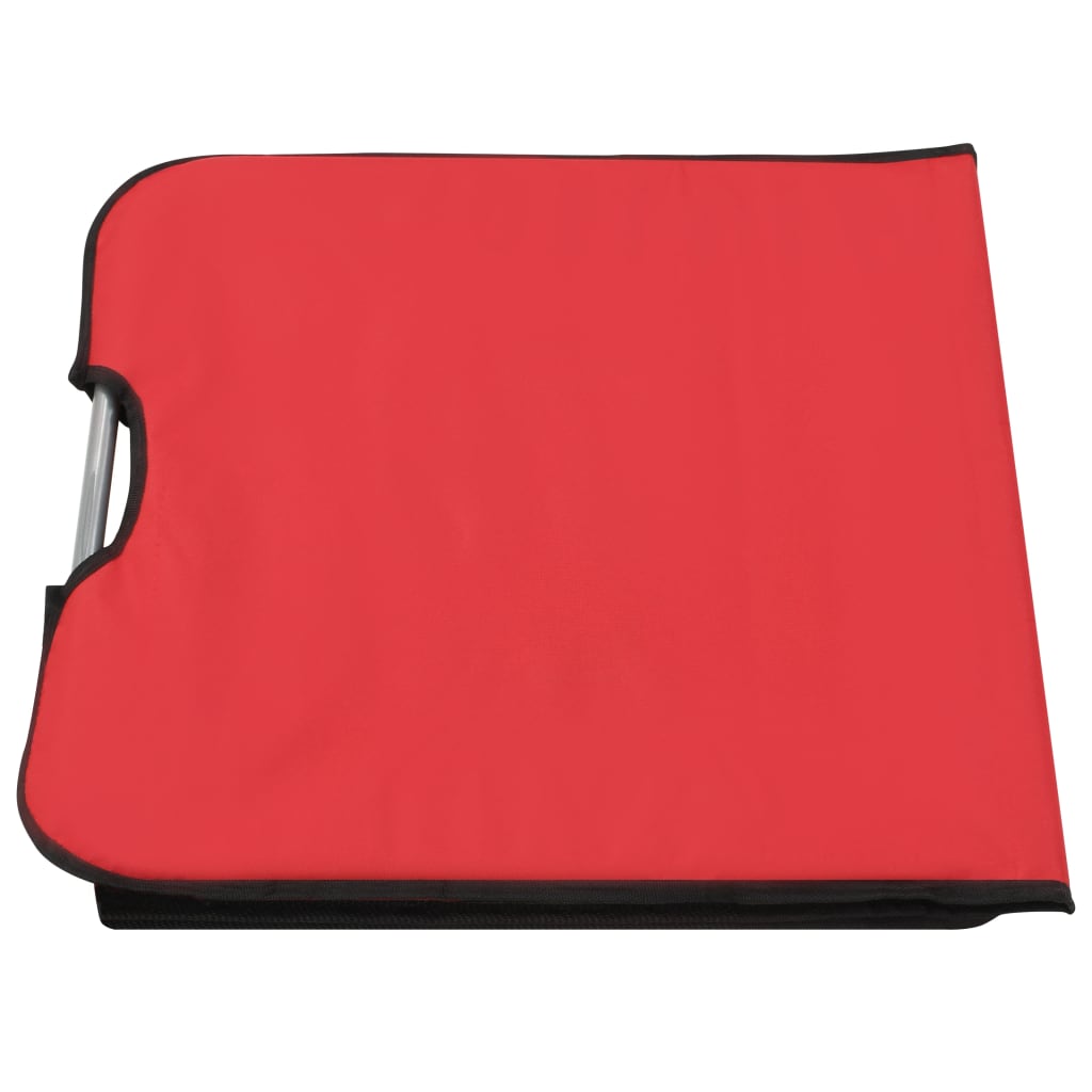 Folding Beach Mattresses 2 pcs Steel and Red Fabric