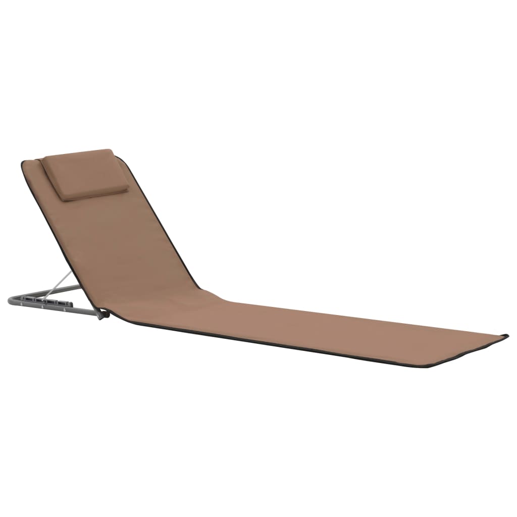 Folding Beach Mattresses 2 pcs Steel and Brown Fabric