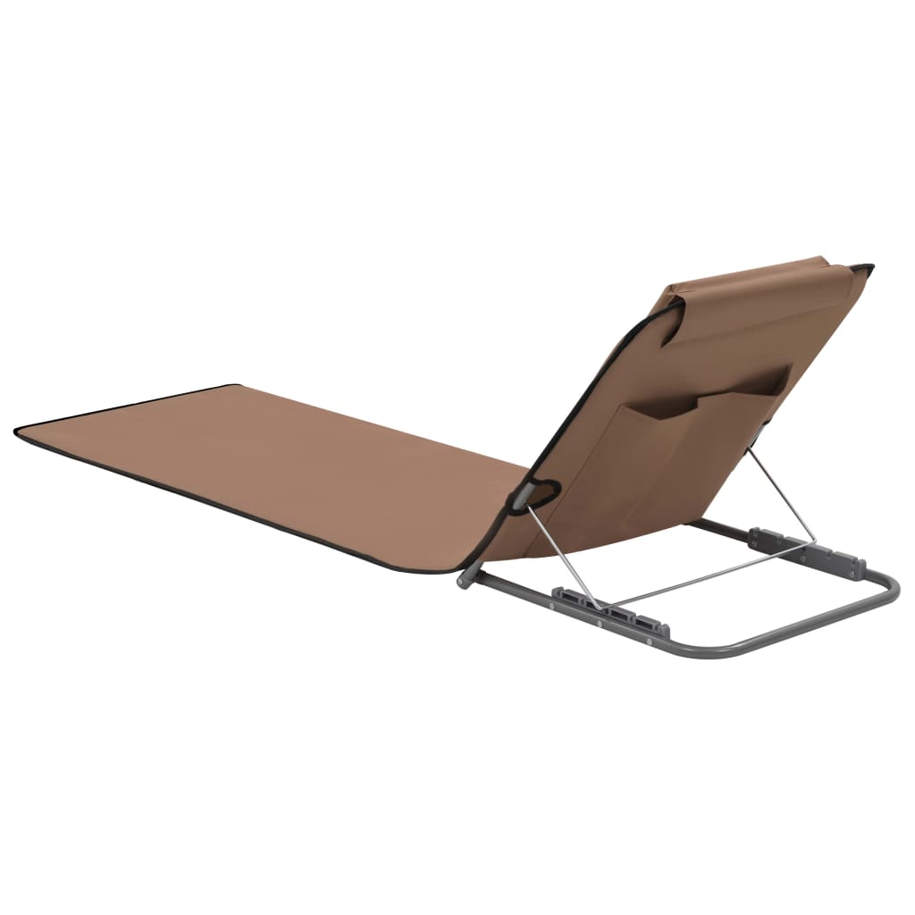 Folding Beach Mattresses 2 pcs Steel and Brown Fabric