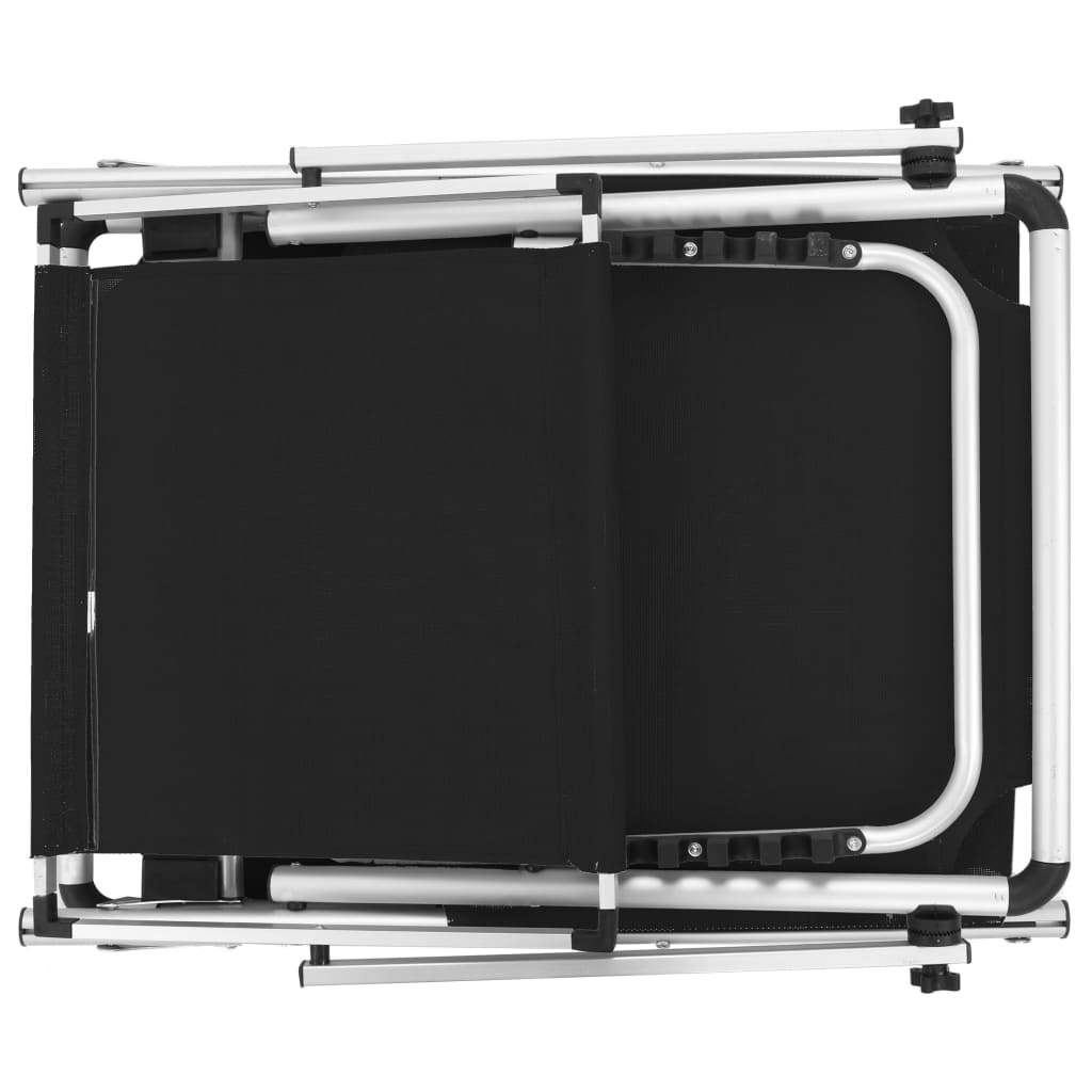 Folding sun lounger with aluminum roof and black textilene