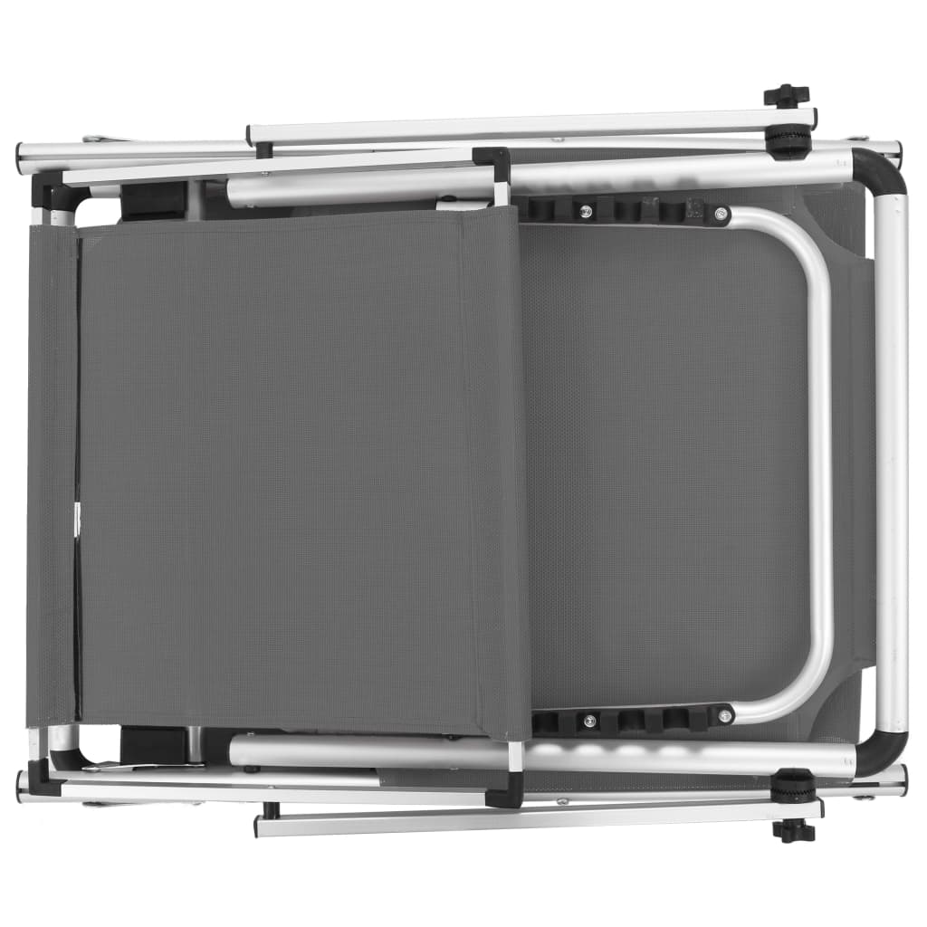 Folding sun lounger with aluminum roof and gray textilene