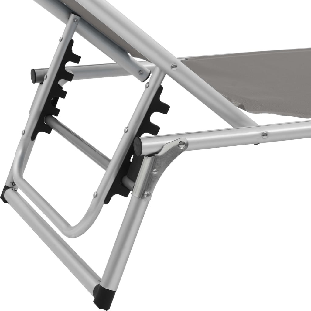 Folding sun lounger with aluminum roof and gray textilene