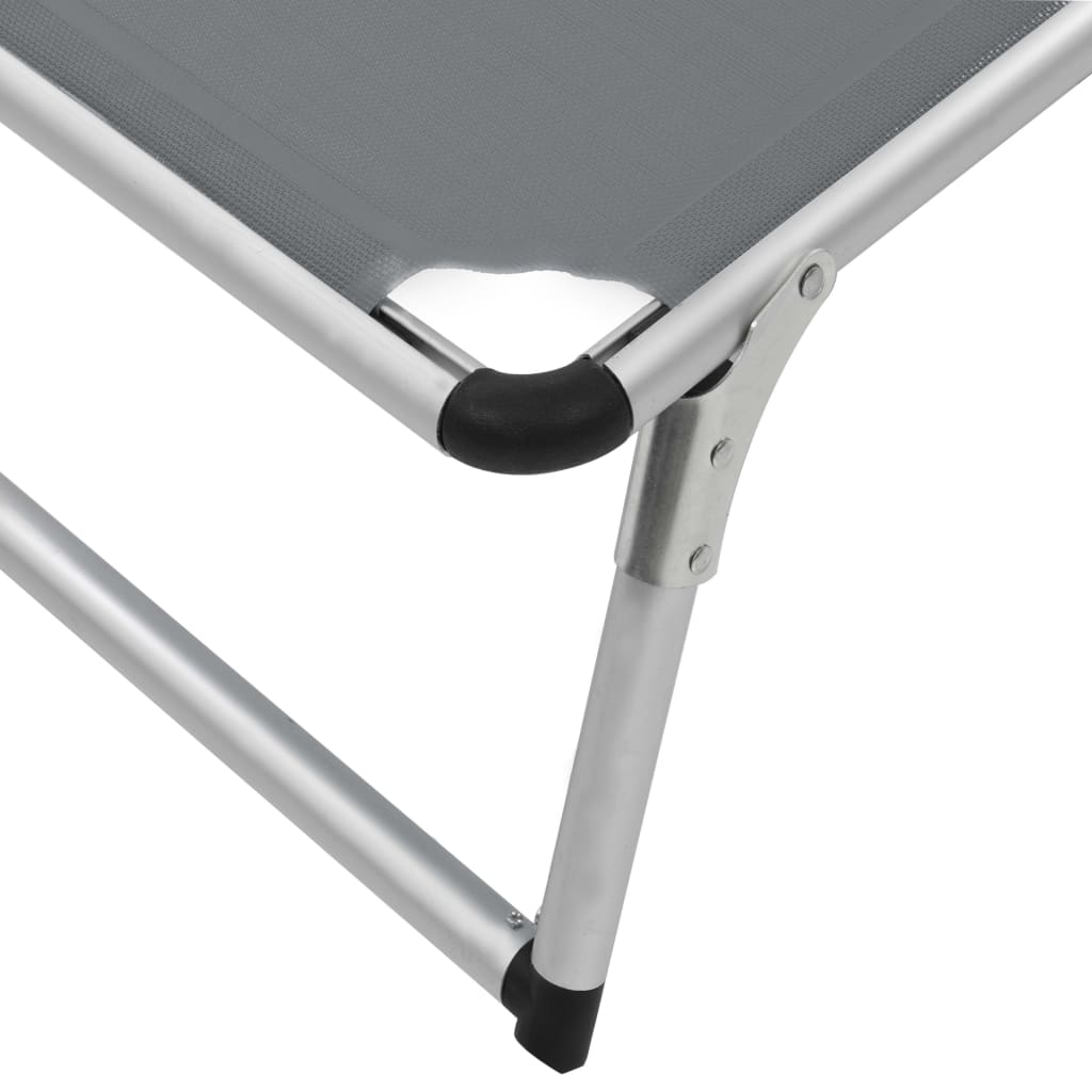 Folding sun lounger with aluminum roof and gray textilene