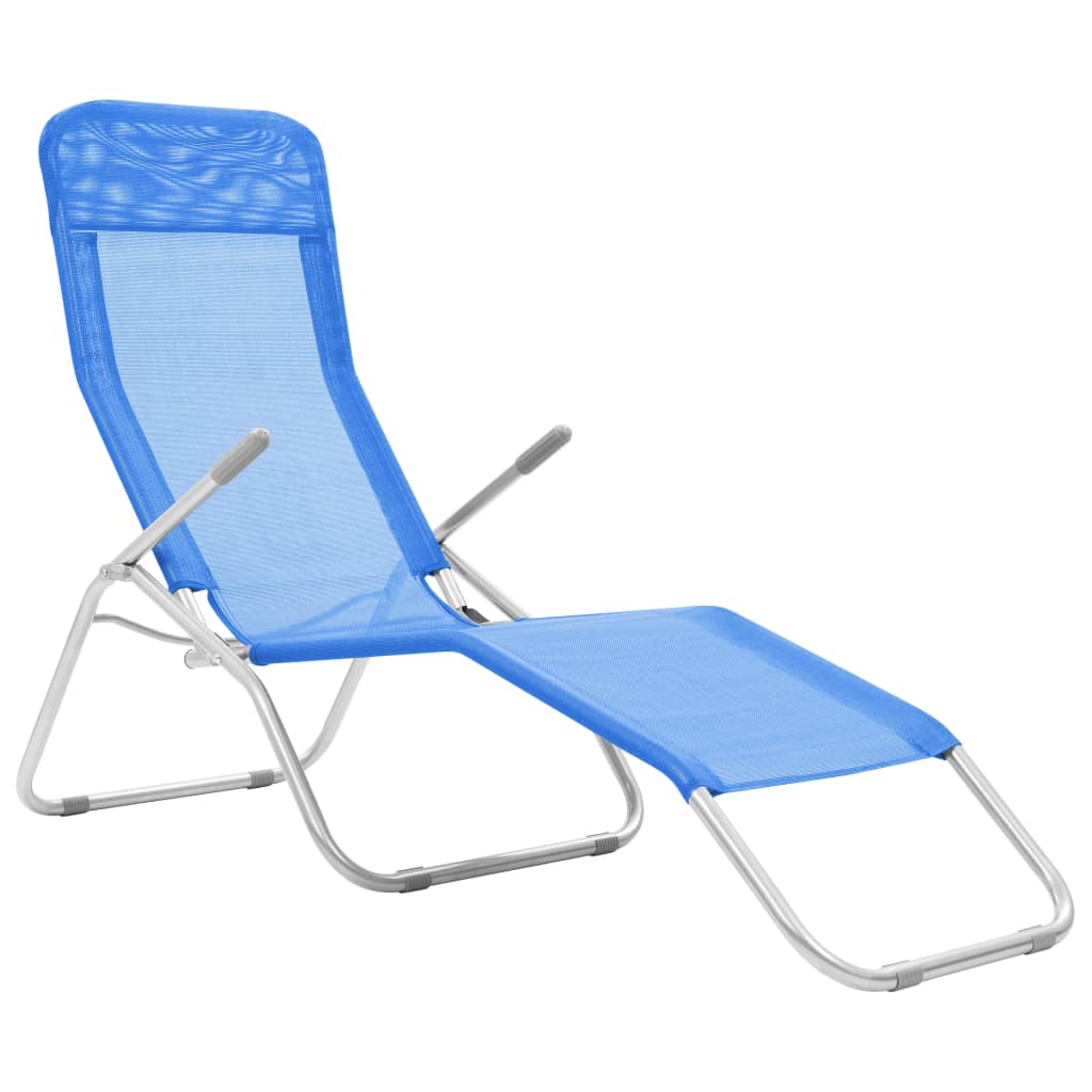 Folding sun loungers 2 pcs textilene blue