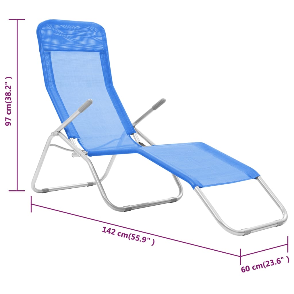 Folding sun loungers 2 pcs textilene blue