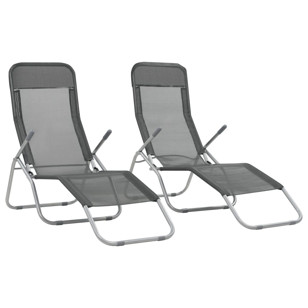 Folding sun loungers 2 pcs textilene anthracite