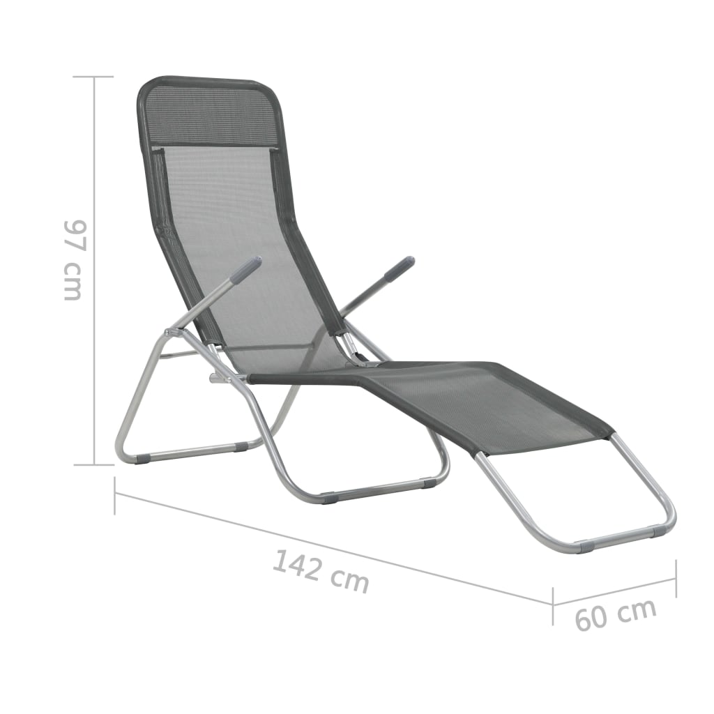 Folding sun loungers 2 pcs textilene anthracite