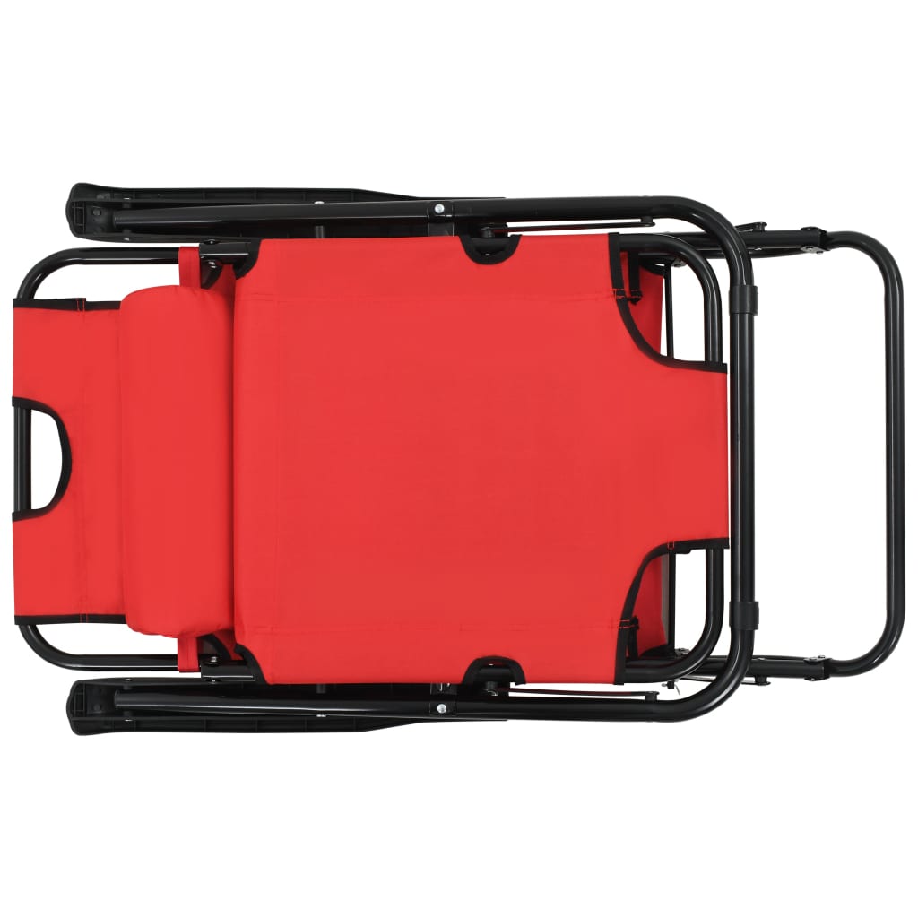 Folding sun loungers with footrest 2 pcs red steel