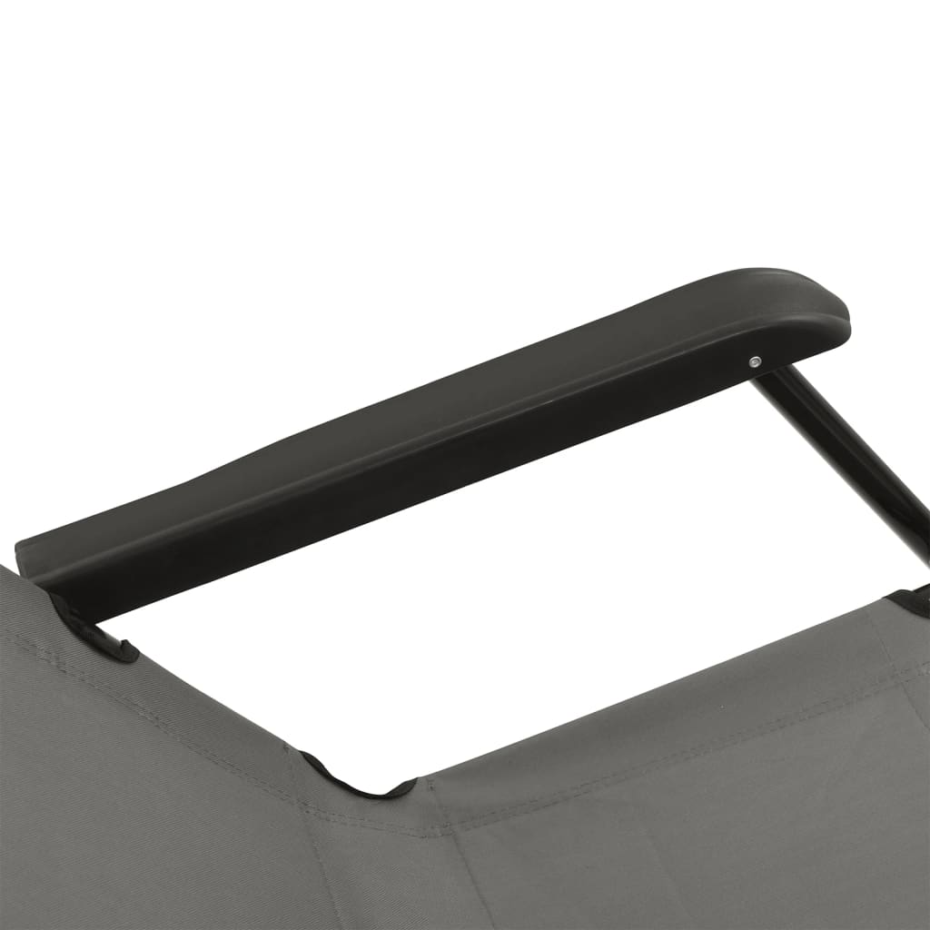 Folding sun loungers with footrest 2 pcs steel grey