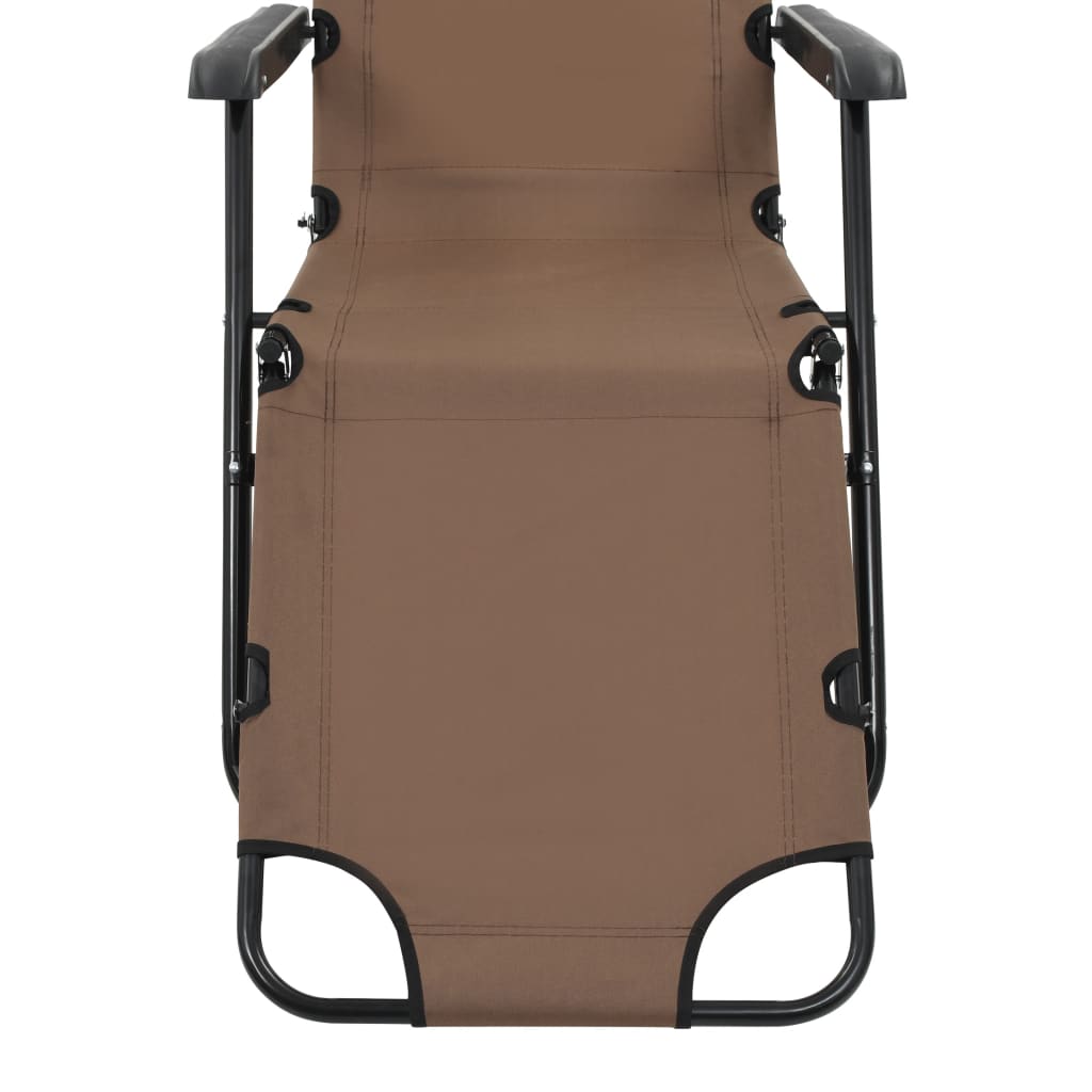 Folding sun loungers with footrest 2 pcs brown steel
