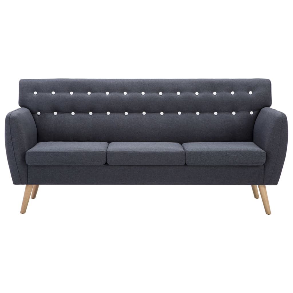 Sofá de 3 lugares estofos de tecido 172x70x82cm cinzento escuro