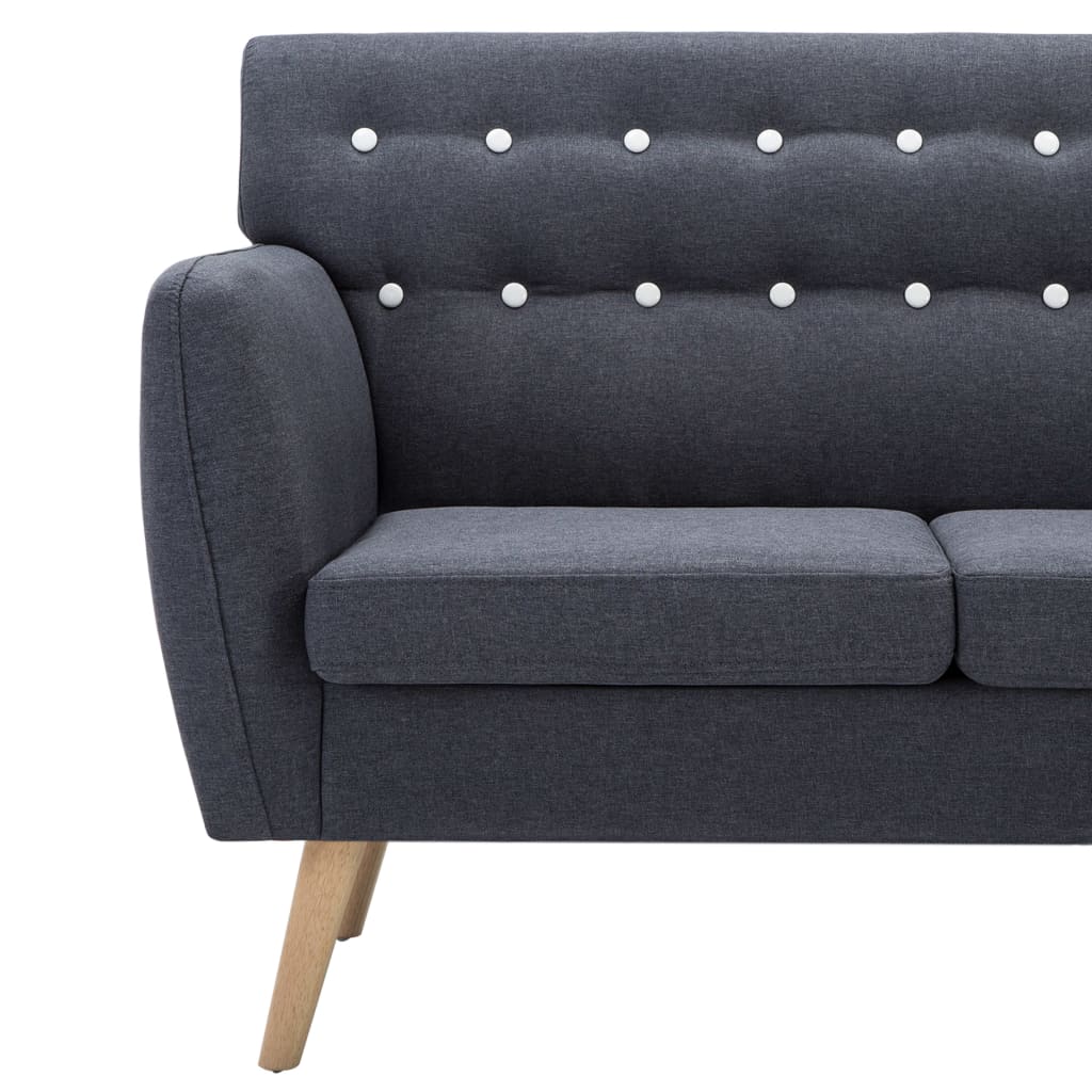 Sofá de 3 lugares estofos de tecido 172x70x82cm cinzento escuro