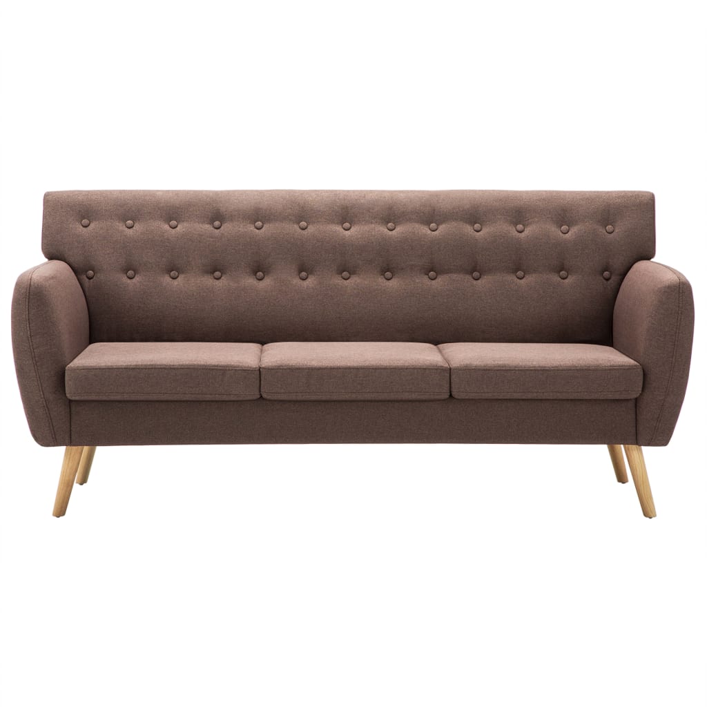 3-seater sofa with fabric upholstery 172x70x82 cm brown