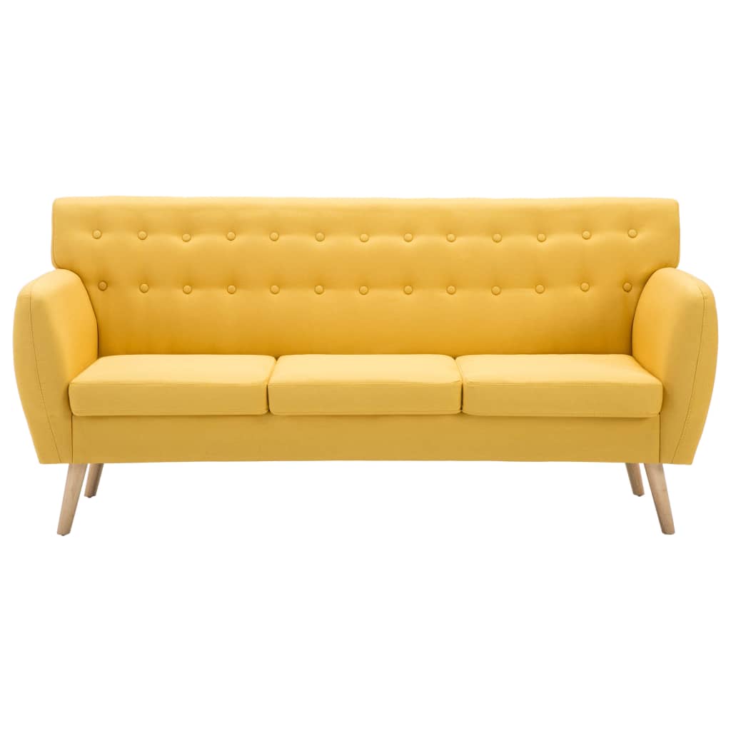 3-seater sofa with fabric upholstery 172x70x82 cm yellow