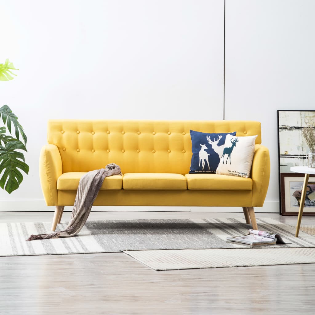3-seater sofa with fabric upholstery 172x70x82 cm yellow