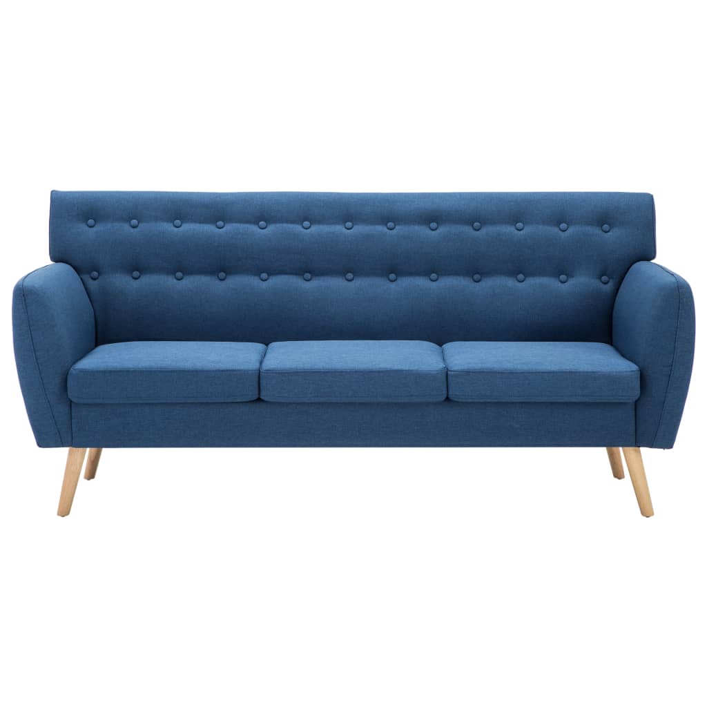 3-seater sofa with fabric upholstery 172x70x82 cm blue