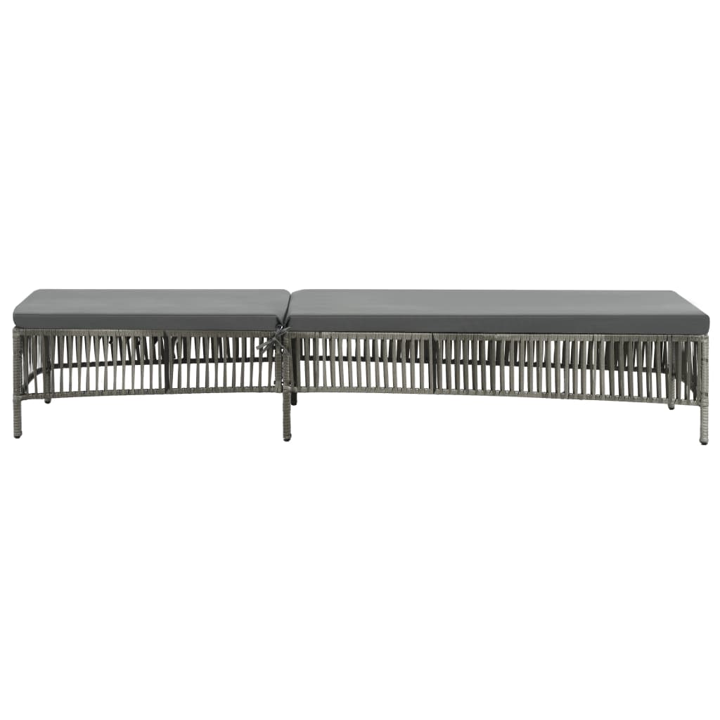 Grey PE wicker sun lounger with cushion