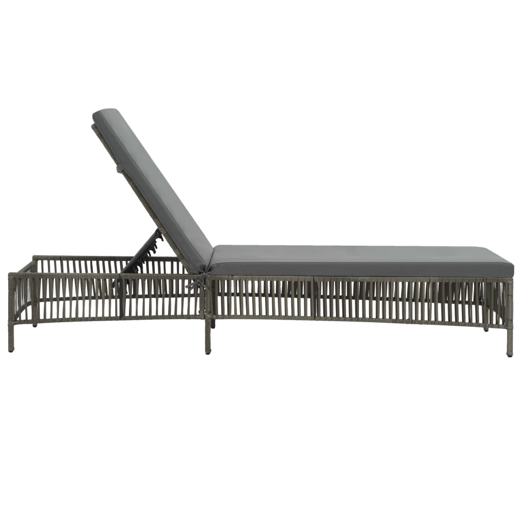 Grey PE wicker sun lounger with cushion