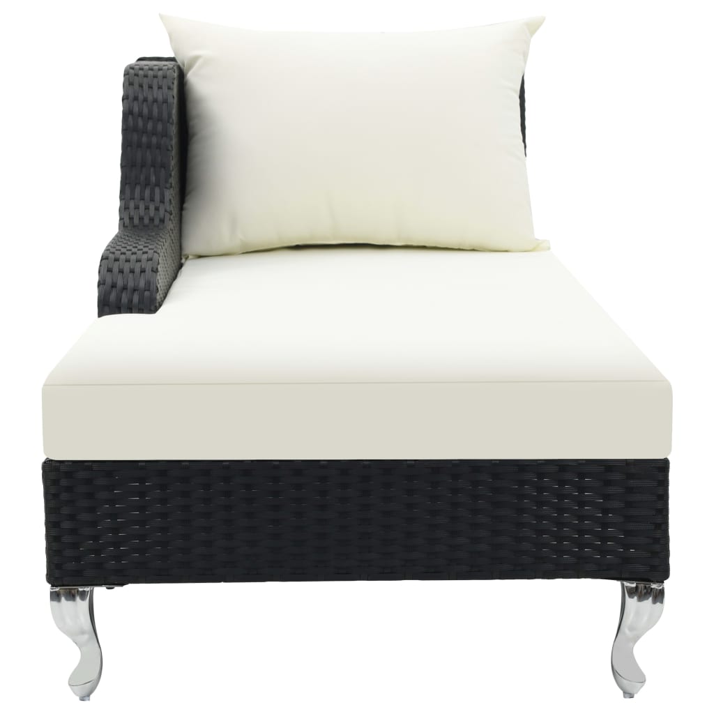 Black PE wicker sun lounger with cushion