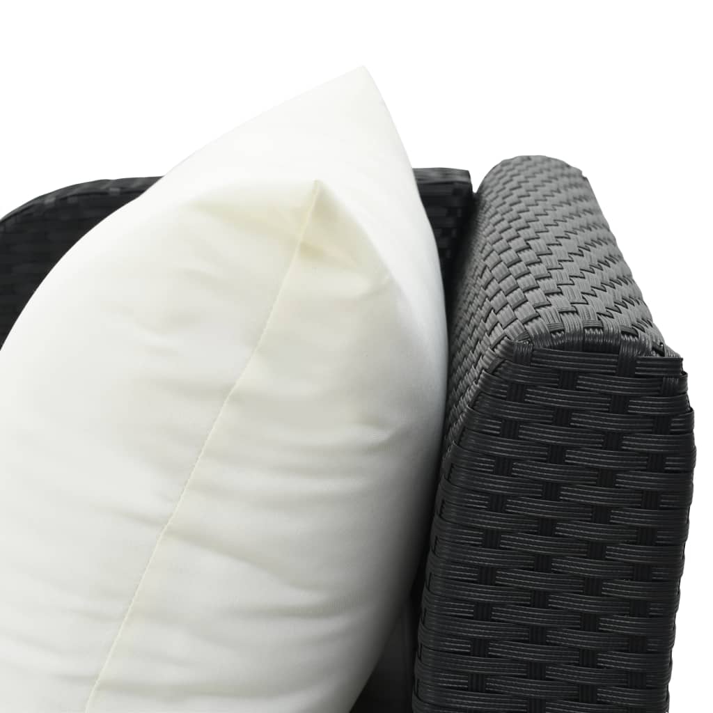 Black PE wicker sun lounger with cushion