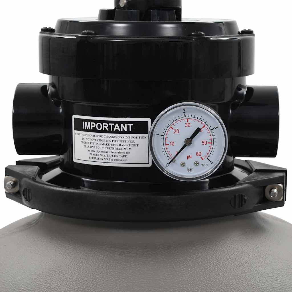 Sand filter for swimming pool with 4-position valve, grey, 350mm