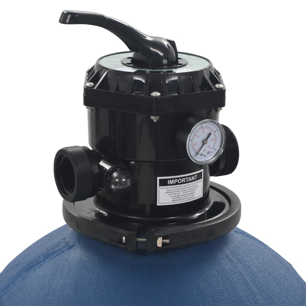 Sand filter for swimming pool with 6-position valve, blue, 560 mm
