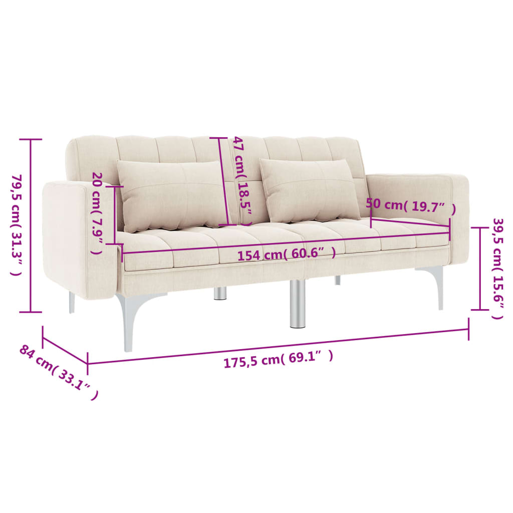 Cream fabric sofa bed