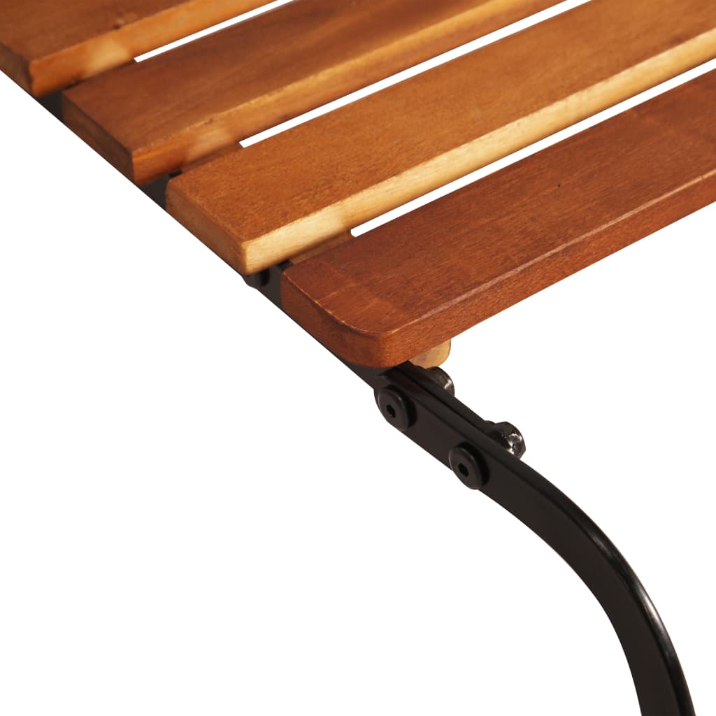 Sun lounger with steel legs solid acacia wood