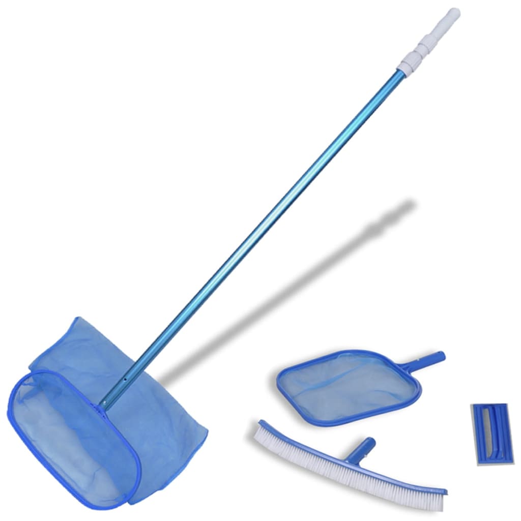 Pool cleaning kit, 1 brush, 2 leaf catchers, a sponge and a telescopic pole