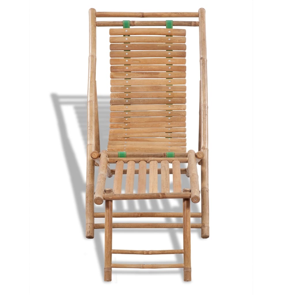 Outdoor sun lounger with bamboo footrests