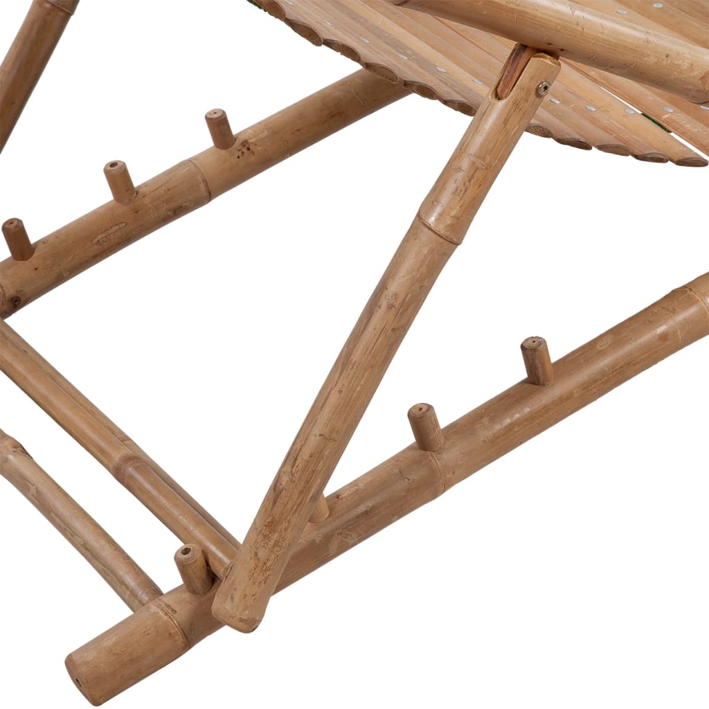 Outdoor sun lounger with bamboo footrests