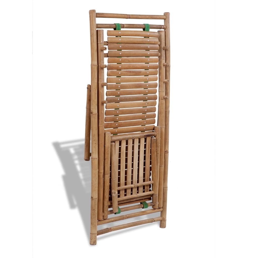 Outdoor sun lounger with bamboo footrests