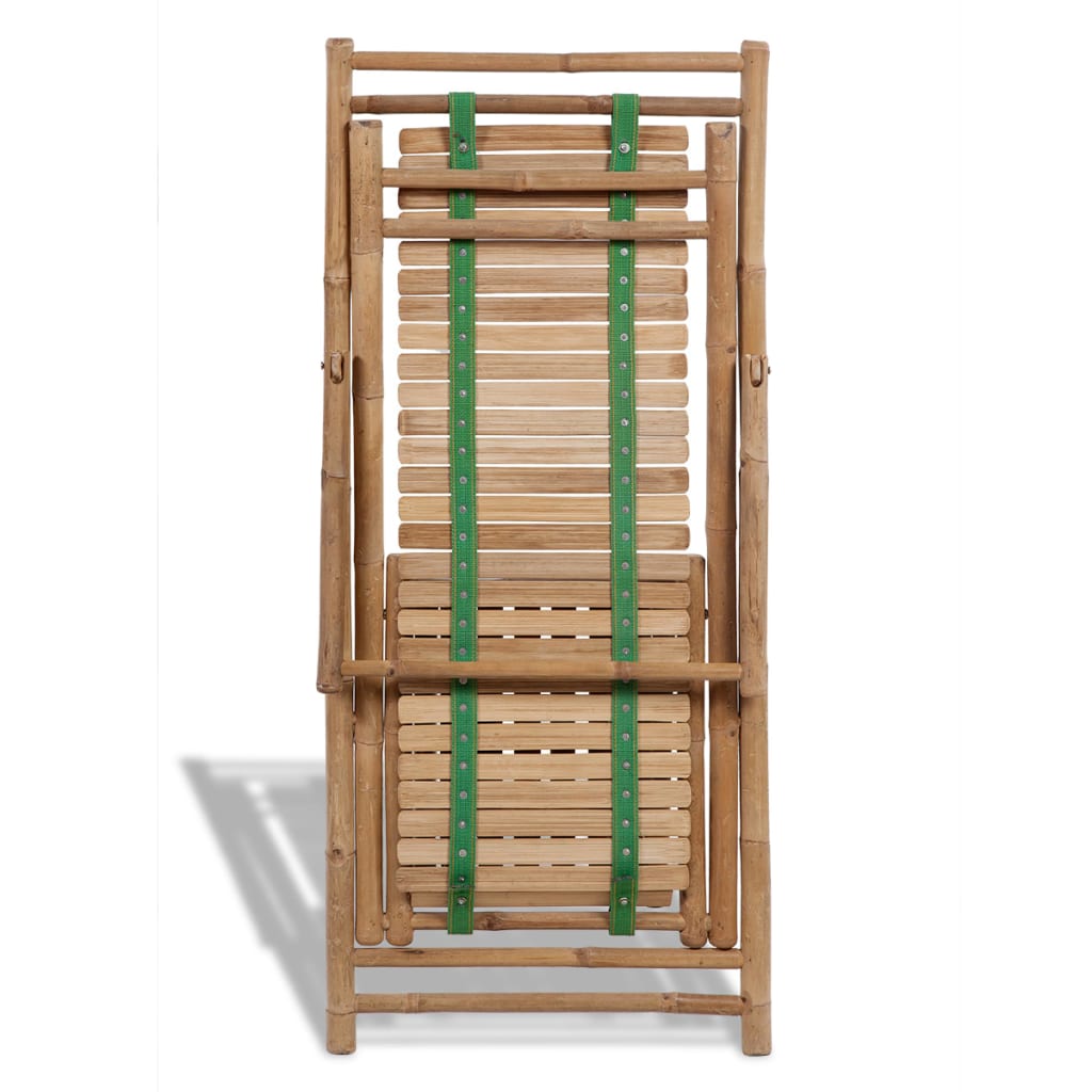 Outdoor sun lounger with bamboo footrests