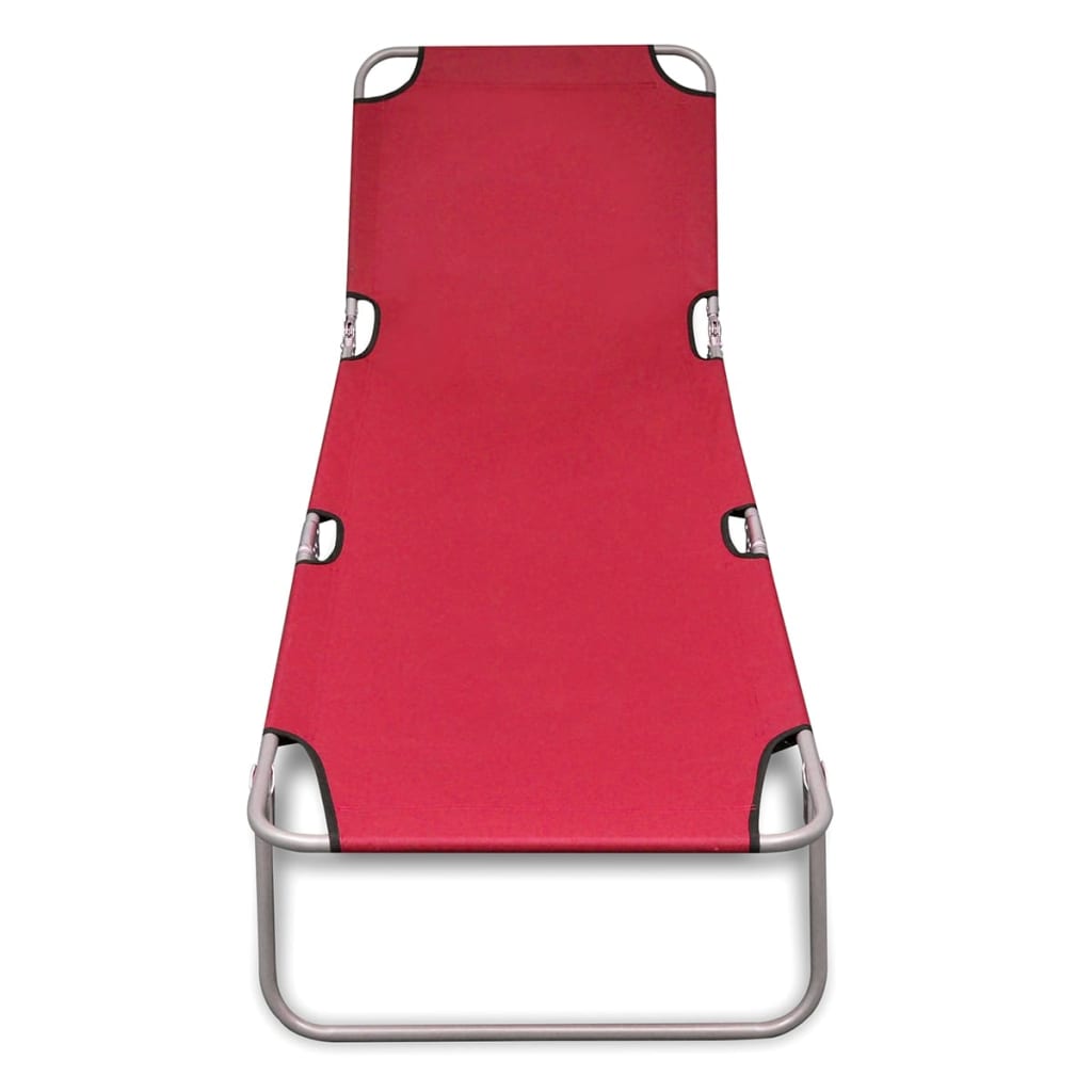 Folding sun lounger red powder coated steel