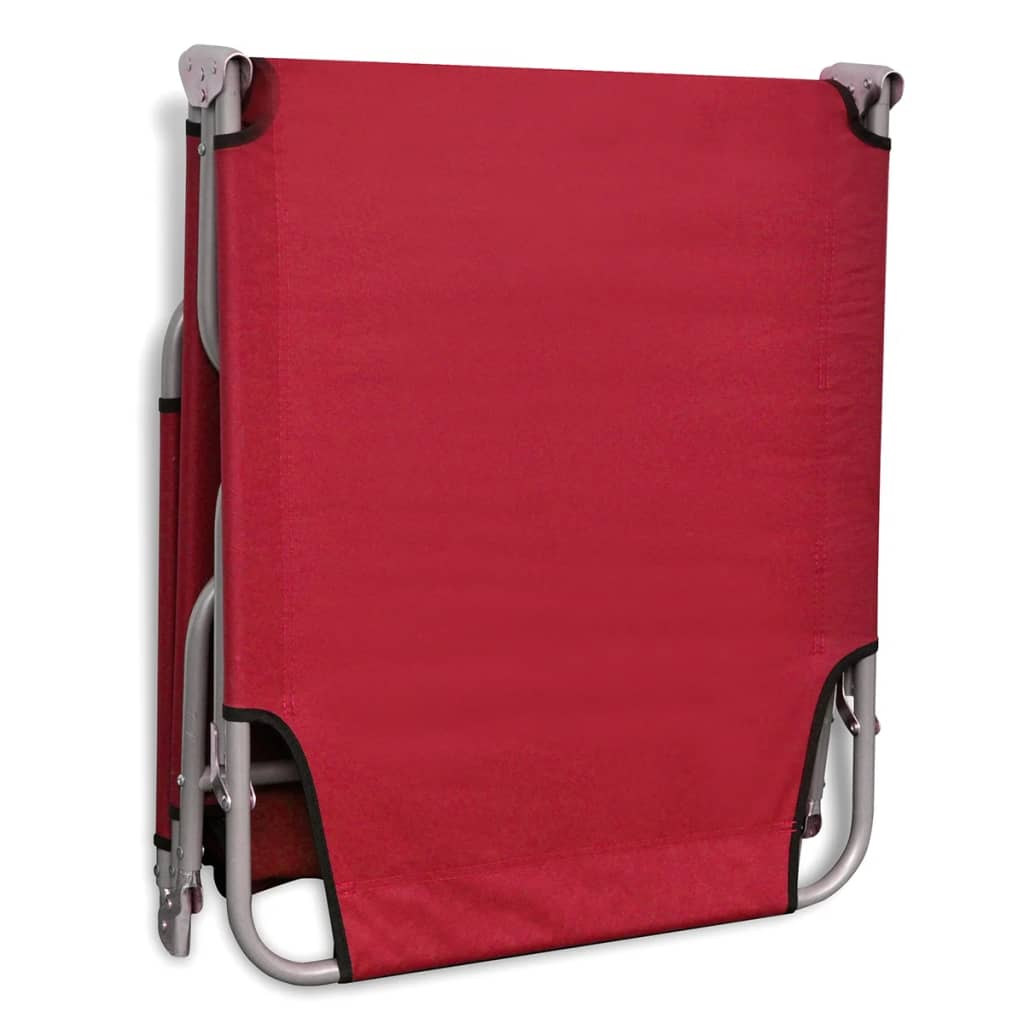 Folding sun lounger red powder coated steel