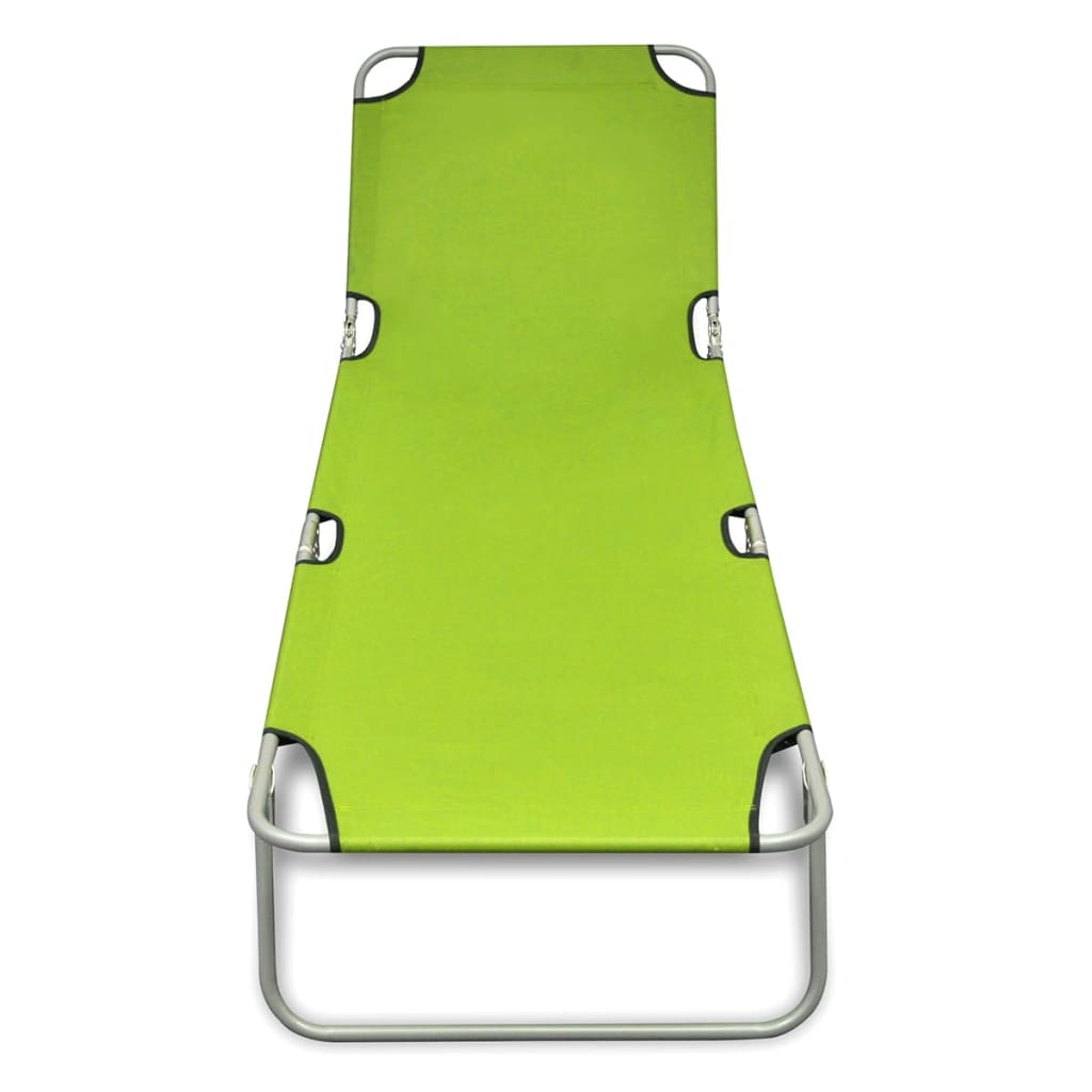 Lettuce green powder coated steel folding sun lounger