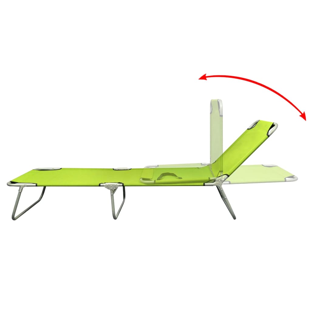 Lettuce green powder coated steel folding sun lounger