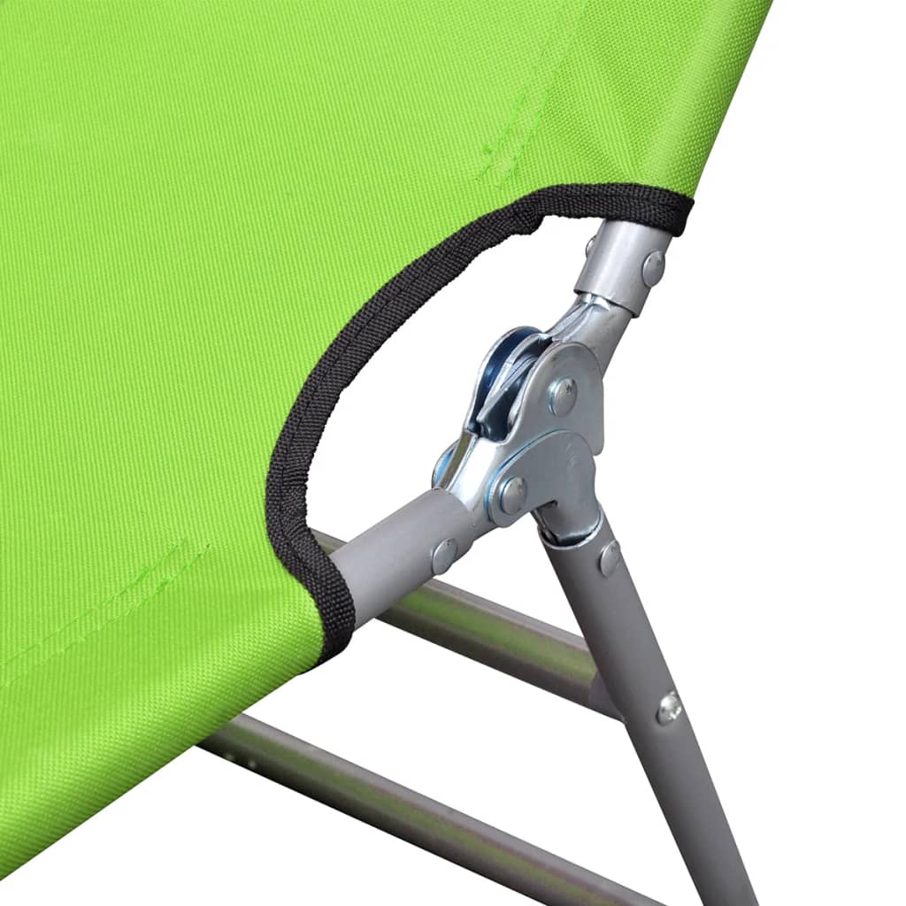 Lettuce green powder coated steel folding sun lounger