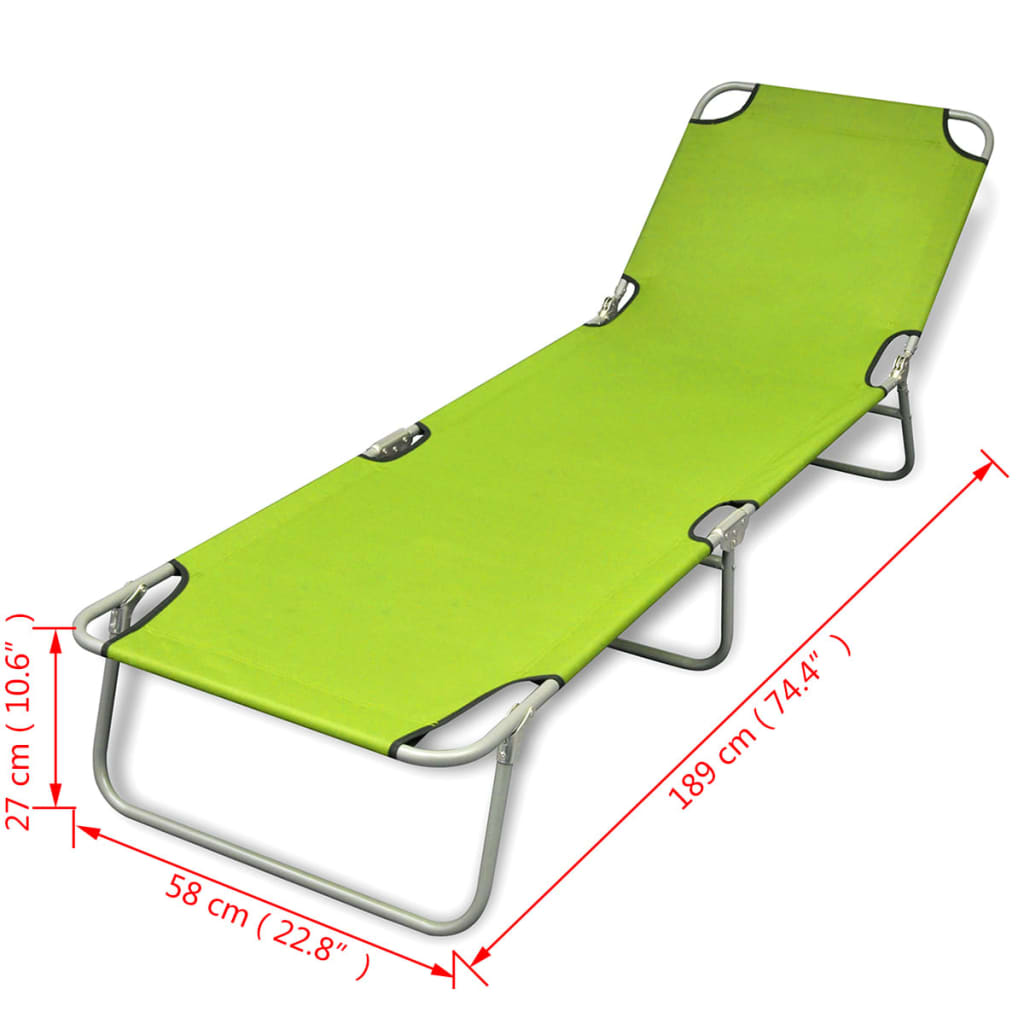 Lettuce green powder coated steel folding sun lounger